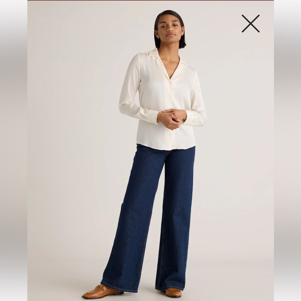 Quince Cream Washable Silk Button-Down Shirt - Picture 7 of 11